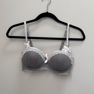 Black Fuschia Gray and Pink with bows Bra, 34D